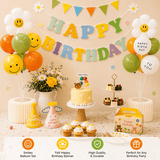 Darrahopens Occasions > Party & Birthday Novelties > Party Supplies 3-pcs Birthday Party Decoration Set with 2-pack Smiley Daisy Balloon Centerpieces & Blue and Green Happy Birthday Felt Banner, Kids Birthday Party Decor Kit, Photo Booth Backdrop Supplies,
