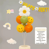 Darrahopens Occasions > Party & Birthday Novelties > Party Supplies 3-pcs Birthday Party Decoration Set with 2-pack Smiley Daisy Balloon Centerpieces & Blue and Pink Happy Birthday Felt Banner, Kids Birthday Party Decor Kit, Photo Booth Backdrop Supplies,