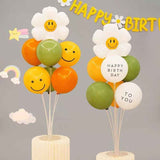 Darrahopens Occasions > Party & Birthday Novelties > Party Supplies 3-pcs Birthday Party Decoration Set with 2-pack Smiley Daisy Balloon Centerpieces & Blue and Pink Happy Birthday Felt Banner, Kids Birthday Party Decor Kit, Photo Booth Backdrop Supplies,