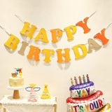 Darrahopens Occasions > Party & Birthday Novelties > Party Supplies 3-pcs Birthday Party Decoration Set with 2-pack Smiley Daisy Balloon Centerpieces & Orange and Yellow Happy Birthday Felt Banner, Kids Birthday Party Decor Kit, Photo Booth Backdrop Supplies,