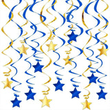 Darrahopens Occasions > Party & Birthday Novelties > Party Supplies 30-Piece Set for Golden and Blue Star Spiral Hanging Decorations - Kids Birthday, Wedding, Graduation, and Party Ceiling Decoration - Festive Swirl Streamers, Easy Hang Party Supplies