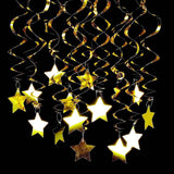 Darrahopens Occasions > Party & Birthday Novelties > Party Supplies 30-Piece Set for Golden and Silvery and Black Star Spiral Hanging Decorations - Kids Birthday, Wedding, Graduation, and Party Ceiling Decoration - Festive Swirl Streamers, Easy Hang Party Supplies