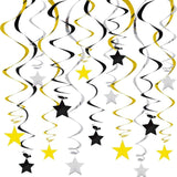 Darrahopens Occasions > Party & Birthday Novelties > Party Supplies 30-Piece Set for Golden and Silvery and Black Star Spiral Hanging Decorations - Kids Birthday, Wedding, Graduation, and Party Ceiling Decoration - Festive Swirl Streamers, Easy Hang Party Supplies