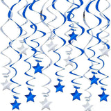 Darrahopens Occasions > Party & Birthday Novelties > Party Supplies 30-Piece Set for Silvery and Blue Star Spiral Hanging Decorations - Kids Birthday, Wedding, Graduation, and Party Ceiling Decoration - Festive Swirl Streamers, Easy Hang Party Supplies