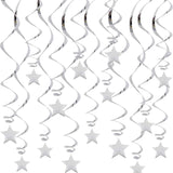 Darrahopens Occasions > Party & Birthday Novelties > Party Supplies 30-Piece Set for Silvery Star Spiral Hanging Decorations - Kids Birthday, Wedding, Graduation, and Party Ceiling Decoration - Festive Swirl Streamers, Easy Hang Party Supplies