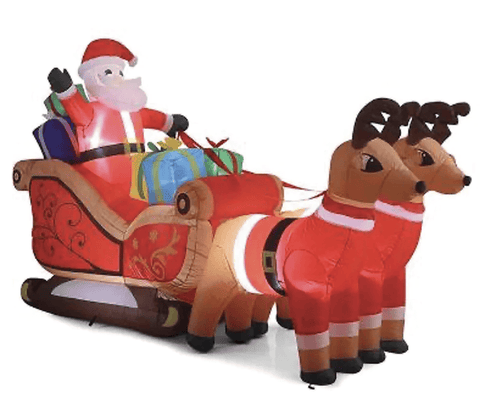 Darrahopens Occasions > Party & Birthday Novelties > Party Supplies 320cm Xmas Father Christmas Charm Santa Sleigh With Reindeer + LED Lights Inflatable
