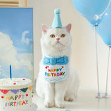 Darrahopens Occasions > Party & Birthday Novelties > Party Supplies 4-Pack Adorable Pet Dog Cat Birthday Party Hat & Bib Set(Pink & Light Blue) - Embroidered Bandana Bib & Felt Party Hat, Adjustable Tie-On Dress-Up Accessories