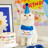 Darrahopens Occasions > Party & Birthday Novelties > Party Supplies 4-Pack Adorable Pet Dog Cat Birthday Party Hat & Bib Set(Purple & Dark-Blue) - Embroidered Bandana Bib & Felt Party Hat, Adjustable Tie-On Dress-Up Accessories