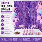 Darrahopens Occasions > Party & Birthday Novelties > Party Supplies 5 pcs Purple Lightning Tinsel Curtain Backdrop - Shimmer Foil Fringe Party Decoration for Birthday, Music Theme, Dance Party and Photo Booth
