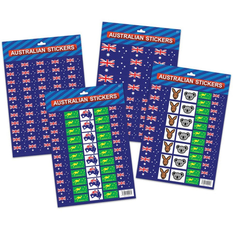 Darrahopens Occasions > Party & Birthday Novelties > Party Supplies Australian Flag Stickers – 4x A4 Sheets of Festive Stickers for Australia Day Celebrations
