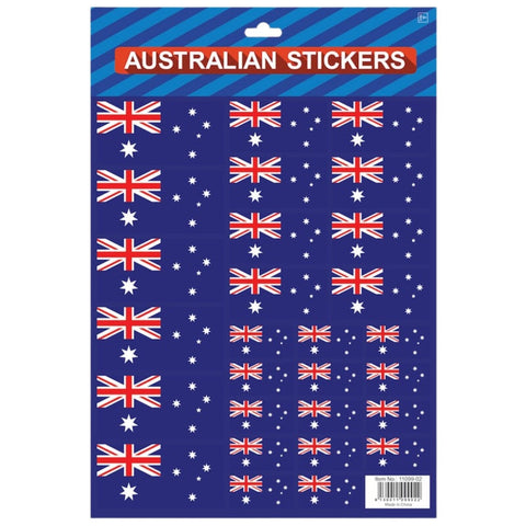 Darrahopens Occasions > Party & Birthday Novelties > Party Supplies Australian Flag Stickers – A4 Sheet of Festive Stickers for Australia Day Celebrations