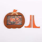 Darrahopens Occasions > Party & Birthday Novelties > Party Supplies Black and Orange Plaid Pattern Festive Pumpkin Photo Frame - Rustic Halloween Tabletop Picture Holder