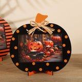 Darrahopens Occasions > Party & Birthday Novelties > Party Supplies Black and Orange Polka Dot Pattern Festive Pumpkin Photo Frame - Rustic Halloween Tabletop Picture Holder