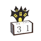 Darrahopens Occasions > Party & Birthday Novelties > Party Supplies Black Castle Shape Festive Halloween Countdown Blocks - Reusable Wooden Perpetual Calendar for Desk Decor