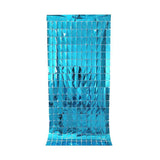 Darrahopens Occasions > Party & Birthday Novelties > Party Supplies Blue 3D Shimmer Foil Fringe Square Cube Curtain (2 PCS) – 1m x 2m Self-Adhesive Metallic Backdrop for Birthdays, Weddings, and Party Wall Decor
