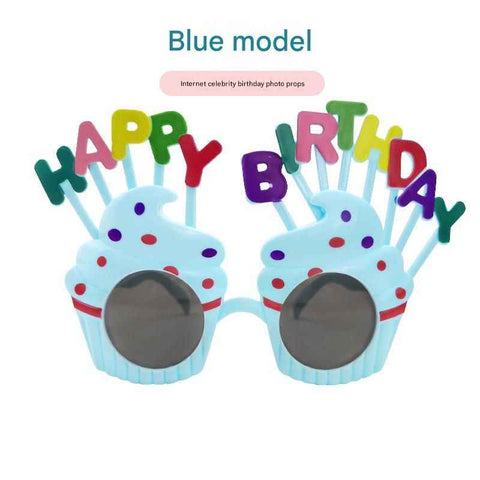 Darrahopens Occasions > Party & Birthday Novelties > Party Supplies Blue Novelty Birthday Glasses - Fun Cake Design Party Props - Durable Plastic, Comfortable Fit, Unisex - Perfect for Kids and Adults Birthday Celebrations and Photo Booths