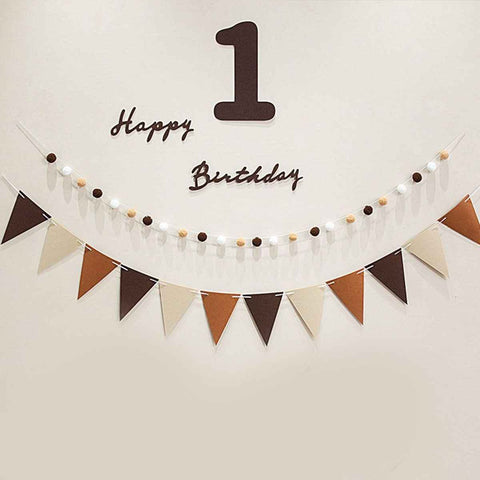 Darrahopens Occasions > Party & Birthday Novelties > Party Supplies Felt Birthday Banner Set with Interchangeable Numbers 0-9 Pom Pom Garland Pennant Flags Happy Birthday Decoration