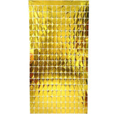 Darrahopens Occasions > Party & Birthday Novelties > Party Supplies Gold 3D Shimmer Foil Fringe Square Cube Curtain (2 PCS) – 1m x 2m Self-Adhesive Metallic Backdrop for Birthdays, Weddings, and Party Wall Decor