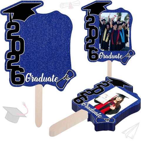 Darrahopens Occasions > Party & Birthday Novelties > Party Supplies Graduate Photo Frame Fan Prop for Graduation Party (12pcs Blue), Personalized 4x6 Inch Photo Holder, Senior Photo Party Decor