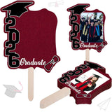 Darrahopens Occasions > Party & Birthday Novelties > Party Supplies Graduate Photo Frame Fan Prop for Graduation Party (12pcs Burgundy), Personalized 4x6 Inch Photo Holder, Senior Photo Party Decor