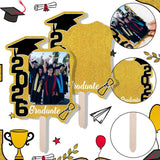 Darrahopens Occasions > Party & Birthday Novelties > Party Supplies Graduate Photo Frame Fan Prop for Graduation Party (12pcs Gold), Personalized 4x6 Inch Photo Holder, Senior Photo Party Decor
