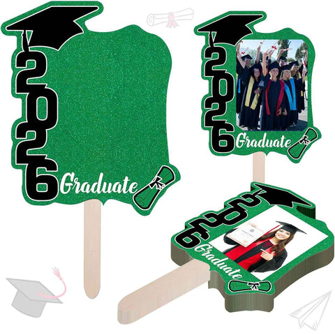 Darrahopens Occasions > Party & Birthday Novelties > Party Supplies Graduate Photo Frame Fan Prop for Graduation Party (12pcs Green), Personalized 4x6 Inch Photo Holder, Senior Photo Party Decor