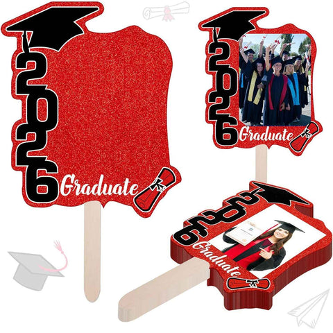 Darrahopens Occasions > Party & Birthday Novelties > Party Supplies Graduate Photo Frame Fan Prop for Graduation Party (12pcs Red), Personalized 4x6 Inch Photo Holder, Senior Photo Party Decor