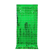 Darrahopens Occasions > Party & Birthday Novelties > Party Supplies Green 3D Shimmer Foil Fringe Square Cube Curtain (2 PCS) – 1m x 2m Self-Adhesive Metallic Backdrop for Birthdays, Weddings, and Party Wall Decor