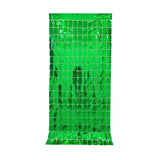 Darrahopens Occasions > Party & Birthday Novelties > Party Supplies Green 3D Shimmer Foil Fringe Square Cube Curtain (2 PCS) – 1m x 2m Self-Adhesive Metallic Backdrop for Birthdays, Weddings, and Party Wall Decor
