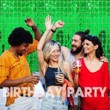Darrahopens Occasions > Party & Birthday Novelties > Party Supplies Green 3D Shimmer Foil Fringe Square Cube Curtain (2 PCS) – 1m x 2m Self-Adhesive Metallic Backdrop for Birthdays, Weddings, and Party Wall Decor