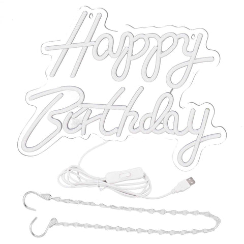 Darrahopens Occasions > Party & Birthday Novelties > Party Supplies Happy Birthday Letter LED Lights Romantic Neon Light Sign Acrylic Happy Birthday Decoration for Party Bar Warm White In Australia - Darrahopens