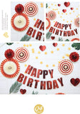Darrahopens Occasions > Party & Birthday Novelties > Party Supplies Happy Birthday Party Decoration Set -  Fan Decorations, Hearts, Stars & Banner