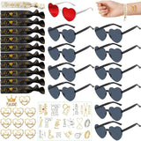 Darrahopens Occasions > Party & Birthday Novelties > Party Supplies Heart Shaped Sunglasses Set with Bracelet and Tattoo Stickers in Black for Bride to Be Accessories