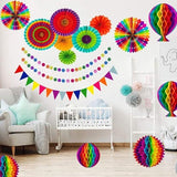 Darrahopens Occasions > Party & Birthday Novelties > Party Supplies Rainbow Party Decoration Set - Complete with Paper Fans, Honeycomb Balls & Streamers - For Birthdays & Weddings