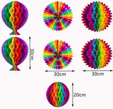 Darrahopens Occasions > Party & Birthday Novelties > Party Supplies Rainbow Party Decoration Set - Complete with Paper Fans, Honeycomb Balls & Streamers - For Birthdays & Weddings