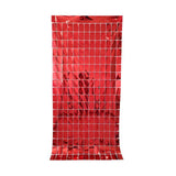 Darrahopens Occasions > Party & Birthday Novelties > Party Supplies Red 3D Shimmer Foil Fringe Square Cube Curtain (2 PCS) – 1m x 2m Self-Adhesive Metallic Backdrop for Birthdays, Weddings, and Party Wall Decor