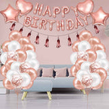 Darrahopens Occasions > Party & Birthday Novelties > Party Supplies Rose Gold Happy Birthday Balloon Decoration Kit - Foil Letter Balloons, Confetti Latex Balloons, Tassel Garland, Heart & Star Shapes - Complete Party Backdrop Set for Women, Girls, Bridal Shower, Photo Booth - Easy Setup Party Supplies