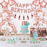 Darrahopens Occasions > Party & Birthday Novelties > Party Supplies Rose Gold Happy Birthday Balloon Decoration Kit - Foil Letter Balloons, Confetti Latex Balloons, Tassel Garland, Heart & Star Shapes - Complete Party Backdrop Set for Women, Girls, Bridal Shower, Photo Booth - Easy Setup Party Supplies