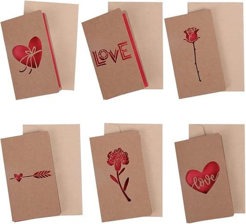 Darrahopens Occasions > Party & Birthday Novelties > Party Supplies Set of 6 Valentine's Day Envelopes - Valentine's Day and Mother's Day Cards - Hollowed Heart Flowers - Birthday Party Supplies - Wedding Invitations
