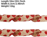 Darrahopens Occasions > Party & Birthday Novelties > Party Supplies Valentine's Day Ribbons - 3 Rolls - Handmade Ribbons - Heart Pattern - Natural Texture - Suitable for Wrapping Flowers and Party Decorations （10m）