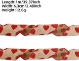Darrahopens Occasions > Party & Birthday Novelties > Party Supplies Valentine's Day Ribbons - 3 Rolls - Handmade Ribbons - Heart Pattern - Natural Texture - Suitable for wrapping flowers and party decorations （1m）