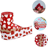 Darrahopens Occasions > Party & Birthday Novelties > Party Supplies Valentine's Day Ribbons - 3 Rolls - Handmade Ribbons - Heart Pattern - Natural Texture - Suitable for wrapping flowers and party decorations （1m）