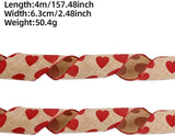 Darrahopens Occasions > Party & Birthday Novelties > Party Supplies Valentine's Day Ribbons - 3 Rolls - Handmade Ribbons - Heart Pattern - Natural Texture - Suitable for wrapping flowers and party decorations （4m）