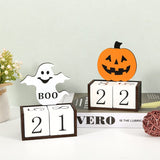 Darrahopens Occasions > Party & Birthday Novelties > Party Supplies White Ghost Shape Festive Halloween Countdown Blocks - Reusable Wooden Perpetual Calendar for Desk Decor