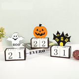 Darrahopens Occasions > Party & Birthday Novelties > Party Supplies White Ghost Shape Festive Halloween Countdown Blocks - Reusable Wooden Perpetual Calendar for Desk Decor