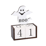 Darrahopens Occasions > Party & Birthday Novelties > Party Supplies White Ghost Shape Festive Halloween Countdown Blocks - Reusable Wooden Perpetual Calendar for Desk Decor