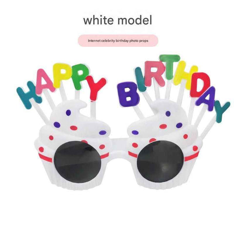 Darrahopens Occasions > Party & Birthday Novelties > Party Supplies White Novelty Birthday Glasses - Fun Cake Design Party Props - Durable Plastic, Comfortable Fit, Unisex - Perfect for Kids and Adults Birthday Celebrations and Photo Booths