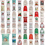 Darrahopens Occasions > Party Decorations 50x70cm Canvas Hessian Christmas Santa Sack Xmas Stocking Reindeer Kids Gift Bag, Cartoon Santa w Reindeer