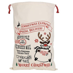 Darrahopens Occasions > Party Decorations 50x70cm Canvas Hessian Christmas Santa Sack Xmas Stocking Reindeer Kids Gift Bag, Cream - Reindeer Mail (2)