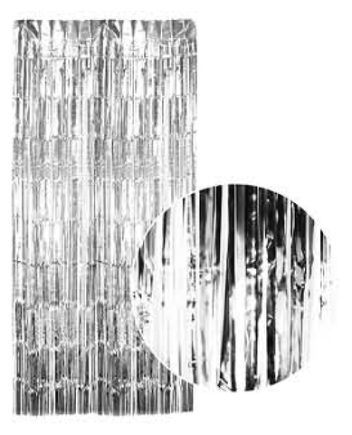 Darrahopens Occasions > Party Decorations Tinsel Curtain Foil Metallic Fringe Backdrop Party Door Decorations (200cm x 100cm) - Silver